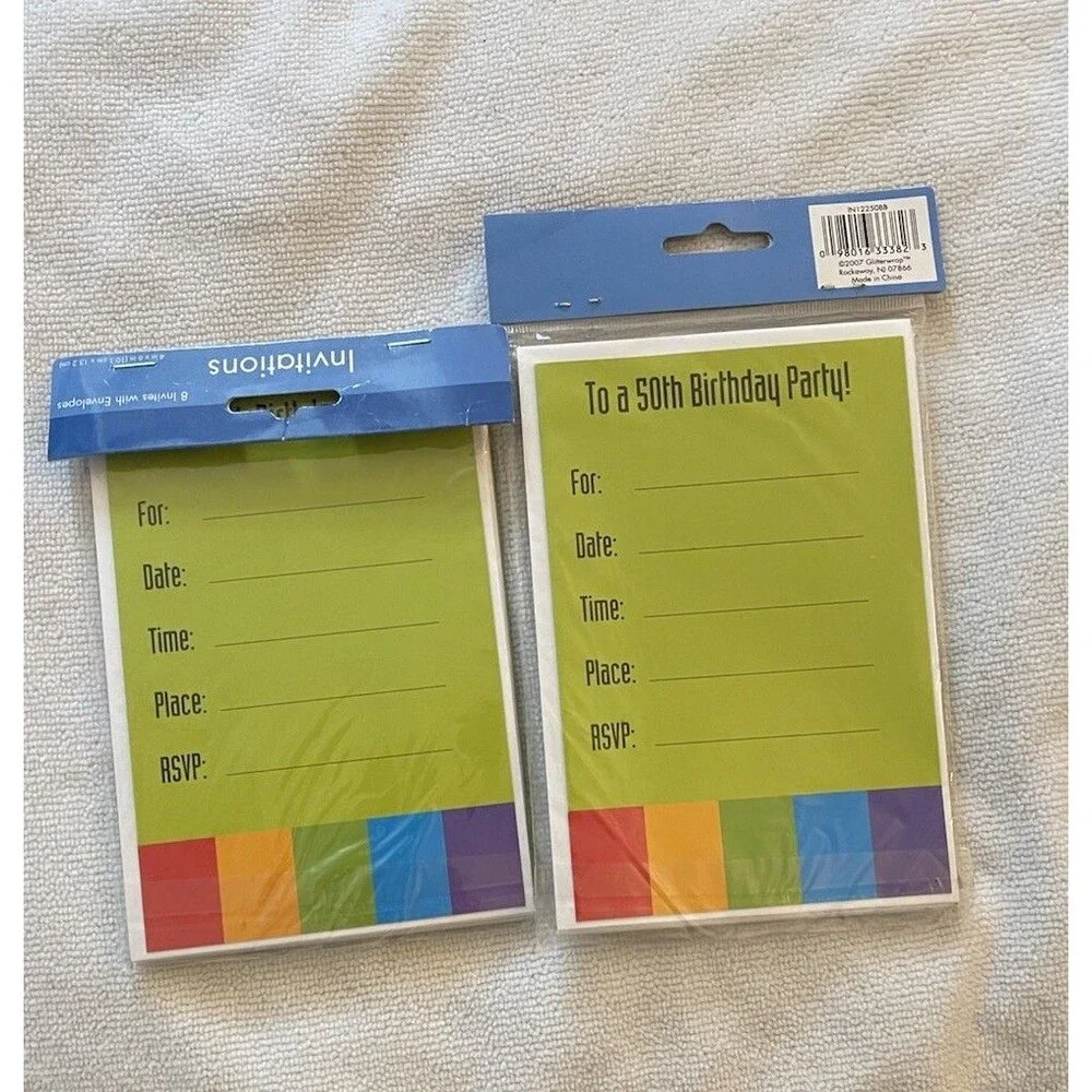New 50th Birthday Party Package Invitations Tablecloths Napkins *See Descrip*